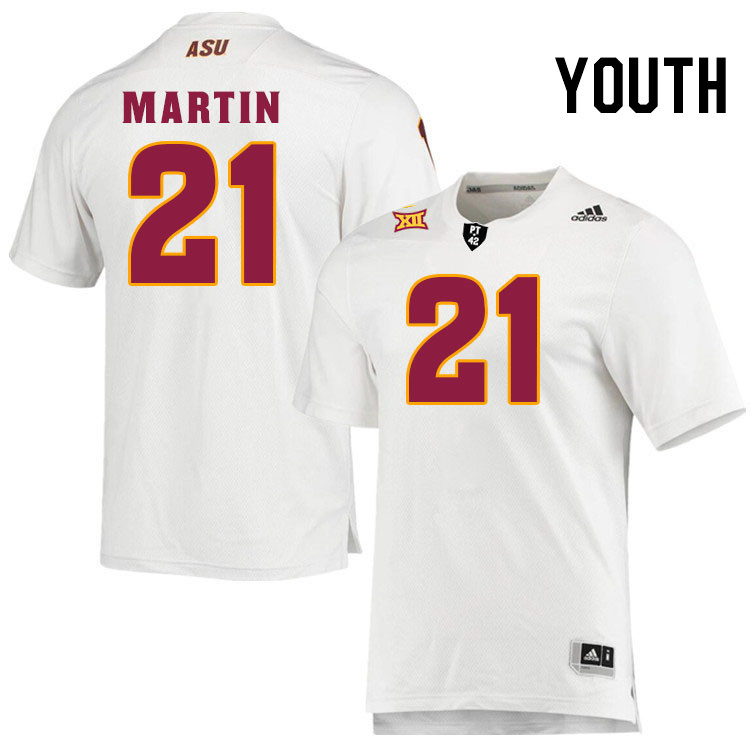 Youth #21 Cole Martin Arizona State Sun Devils College Football Jerseys Stitched-White